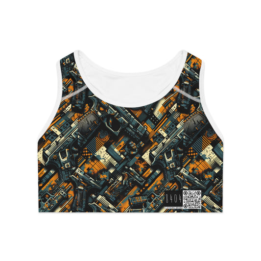 Digital Punk Futuristic Grunge Sports Bra - 8404 Design-47