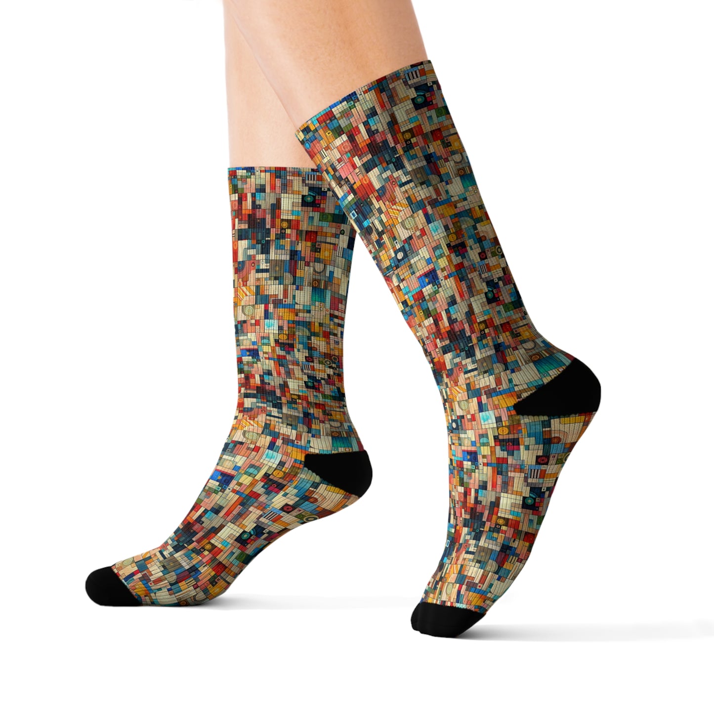 Digital Artistic Expression Artistic Streetwear Sublimation Socks - 8404 Design-46