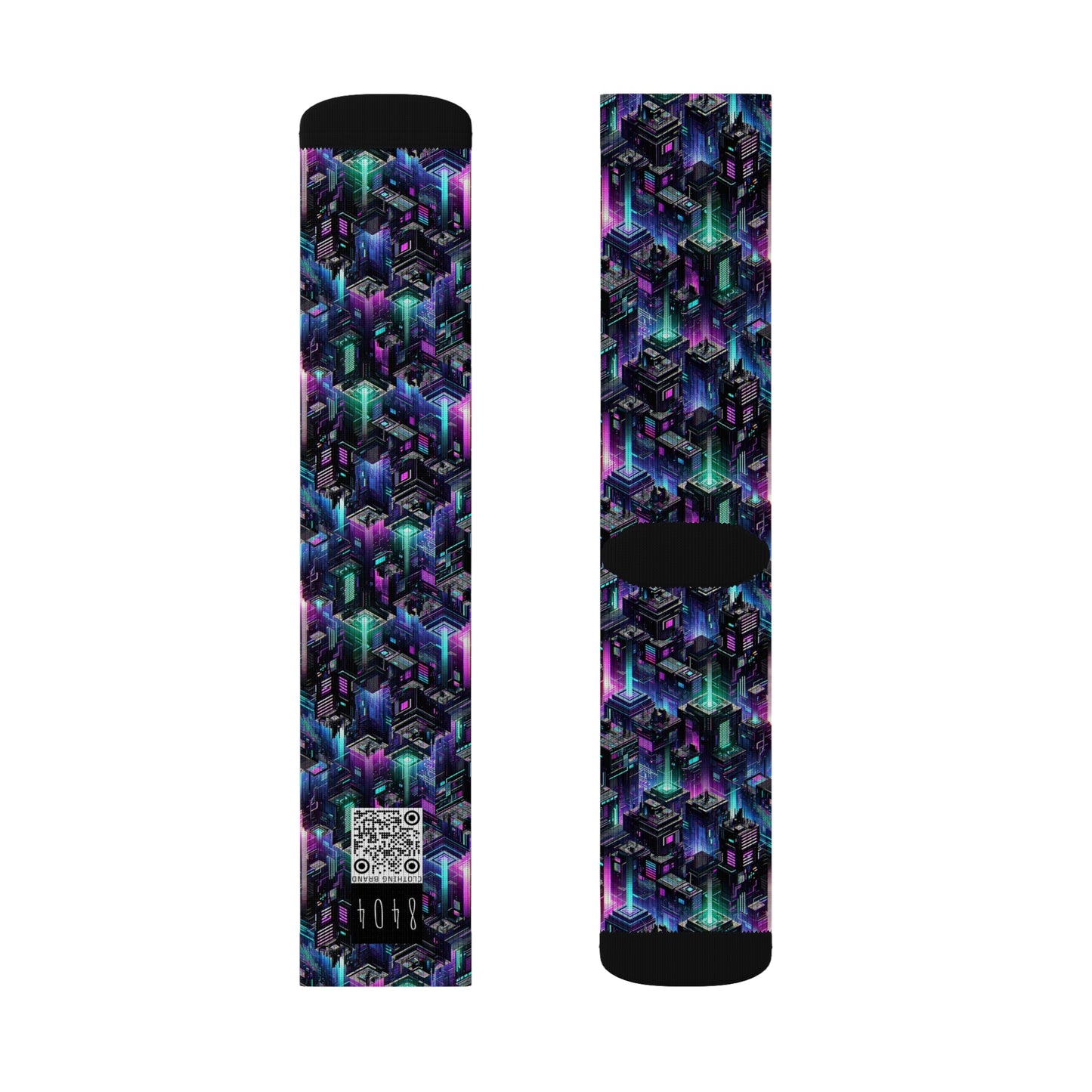 Tech Noir Graphics Futuristic Tech Aesthetics Sublimation Socks - 8404 Design-55