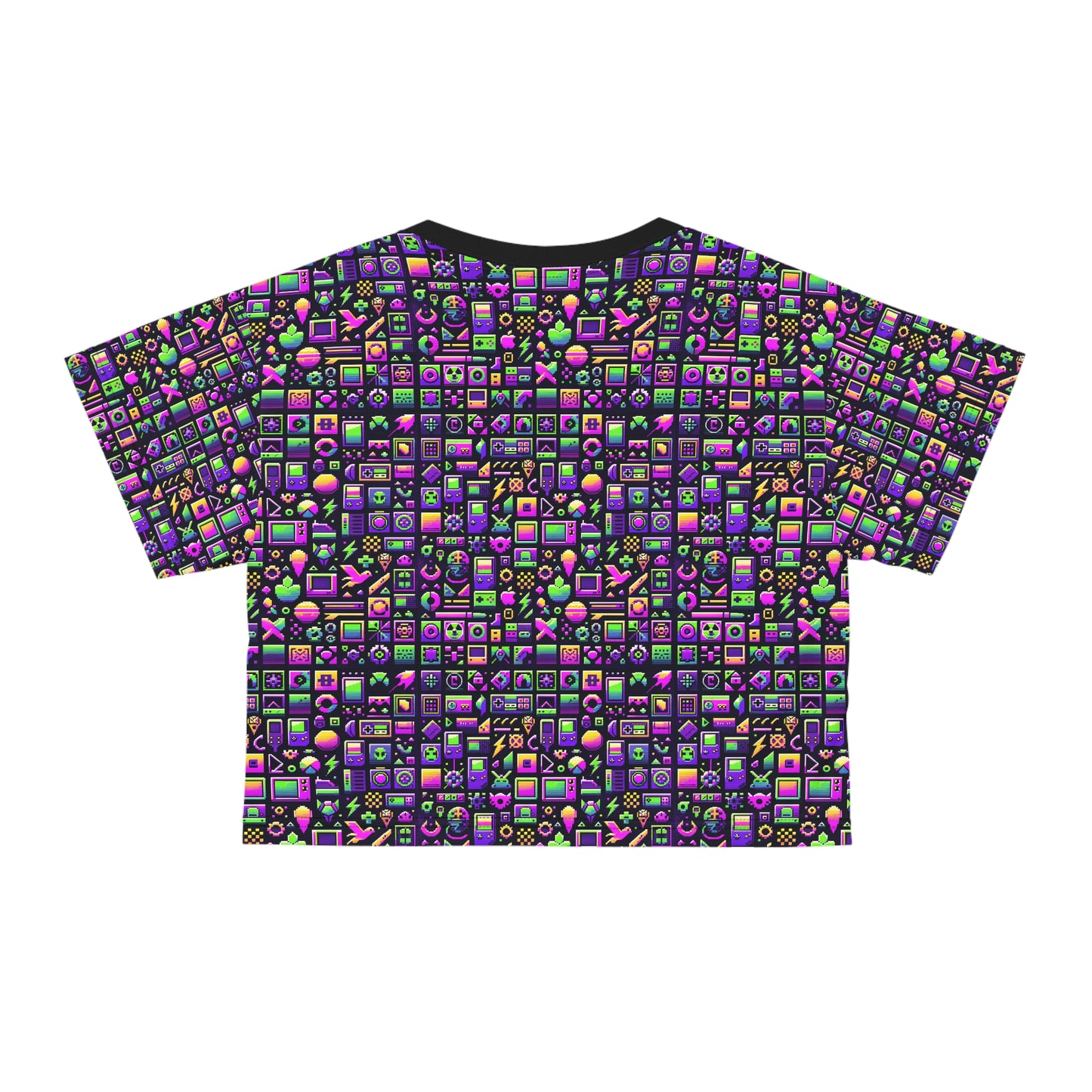 Digital Nostalgia Remix Modern Vintage Fusion Crop Tee - 8404 Design-49