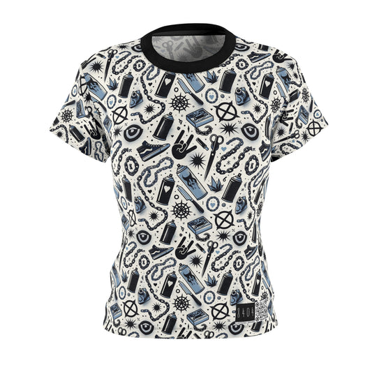Cultural Rebellion Graphics Edgy and Rebellious With a Hint of Nostalgia Women's Cut & Sew Tee - 8404 Design-57