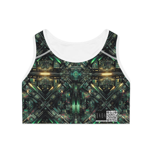 Tech Noir Graphics Tech-Inspired Streetwear Sports Bra - 8404 Design-56