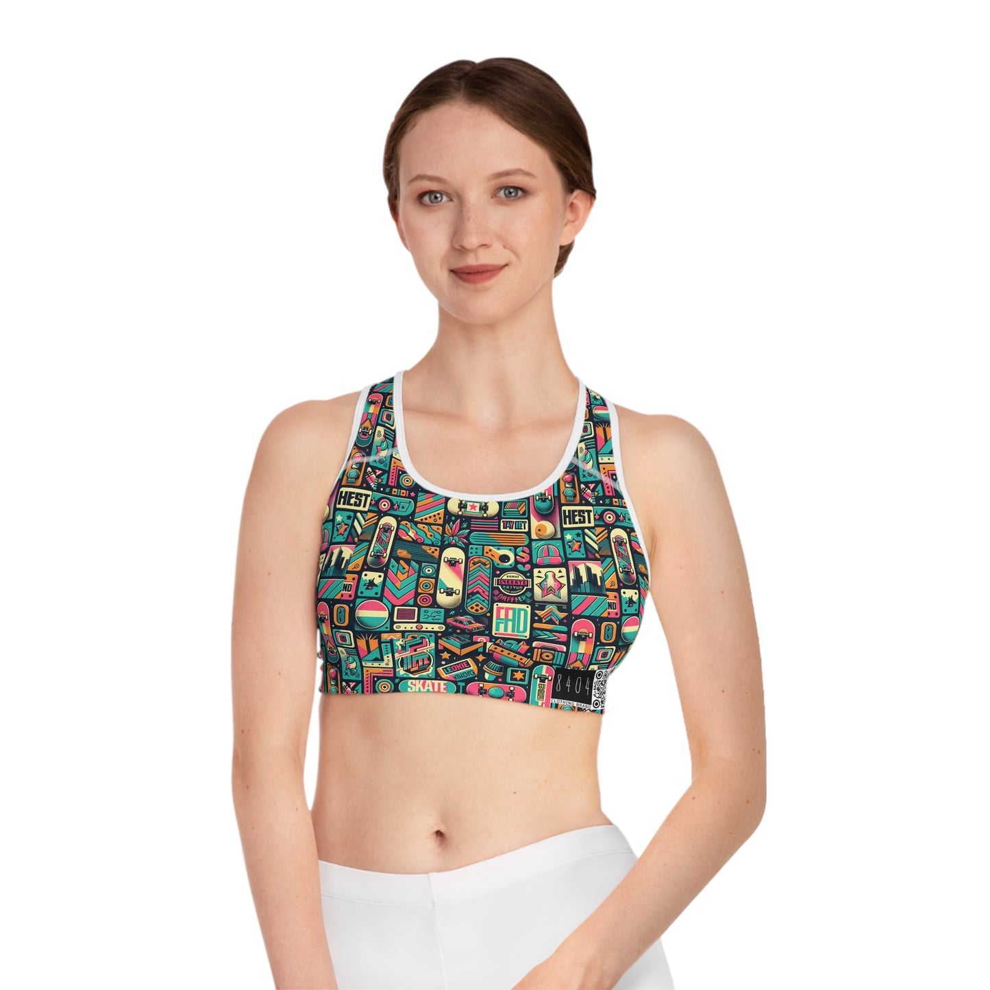Skate Culture Revival Urban Retro Cool Sports Bra - 8404 Design-61