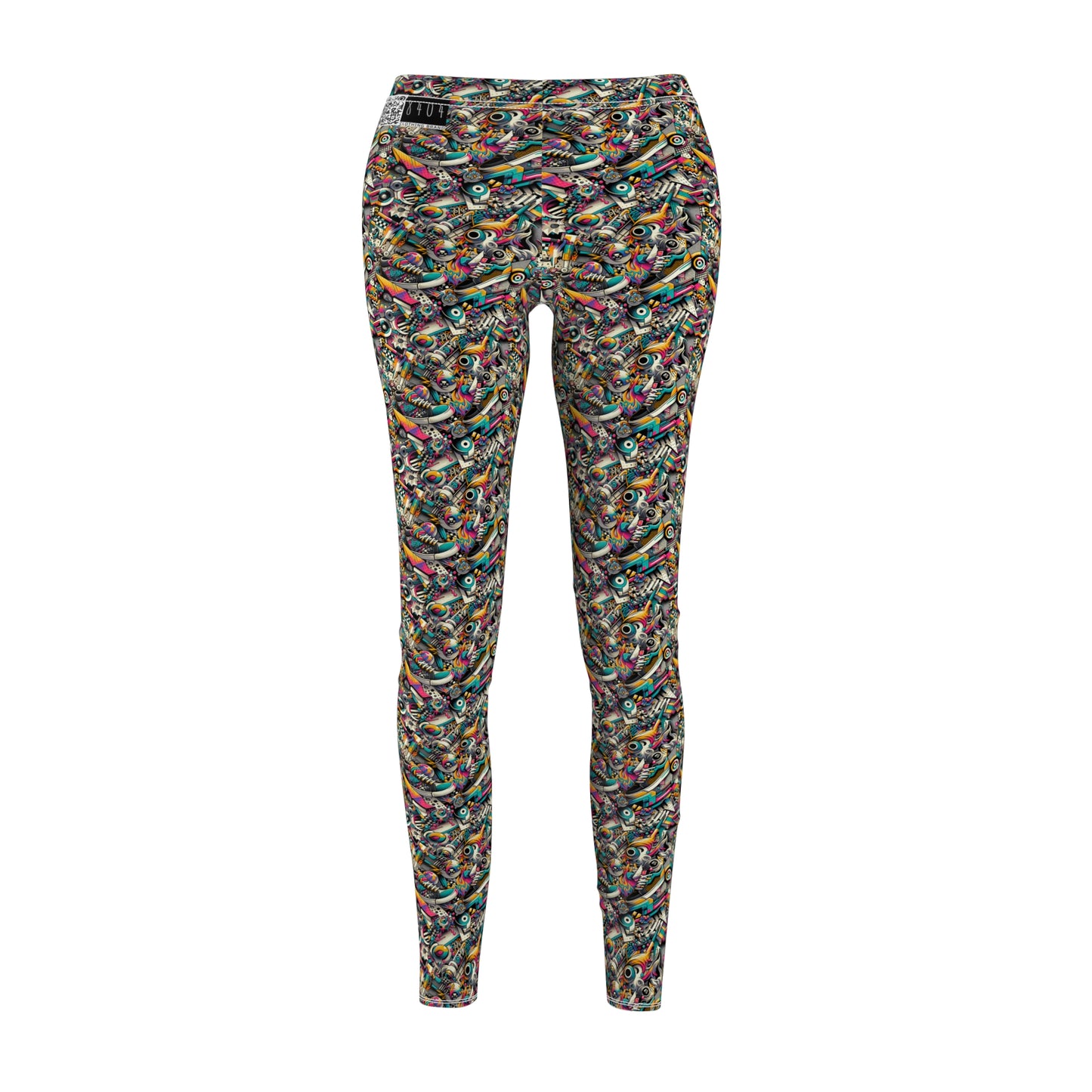 Urban Graffiti Fusion Eclectic Street Art Meets Modern Tech Culture Women's Cut & Sew Casual Leggings - 8404 Design-55