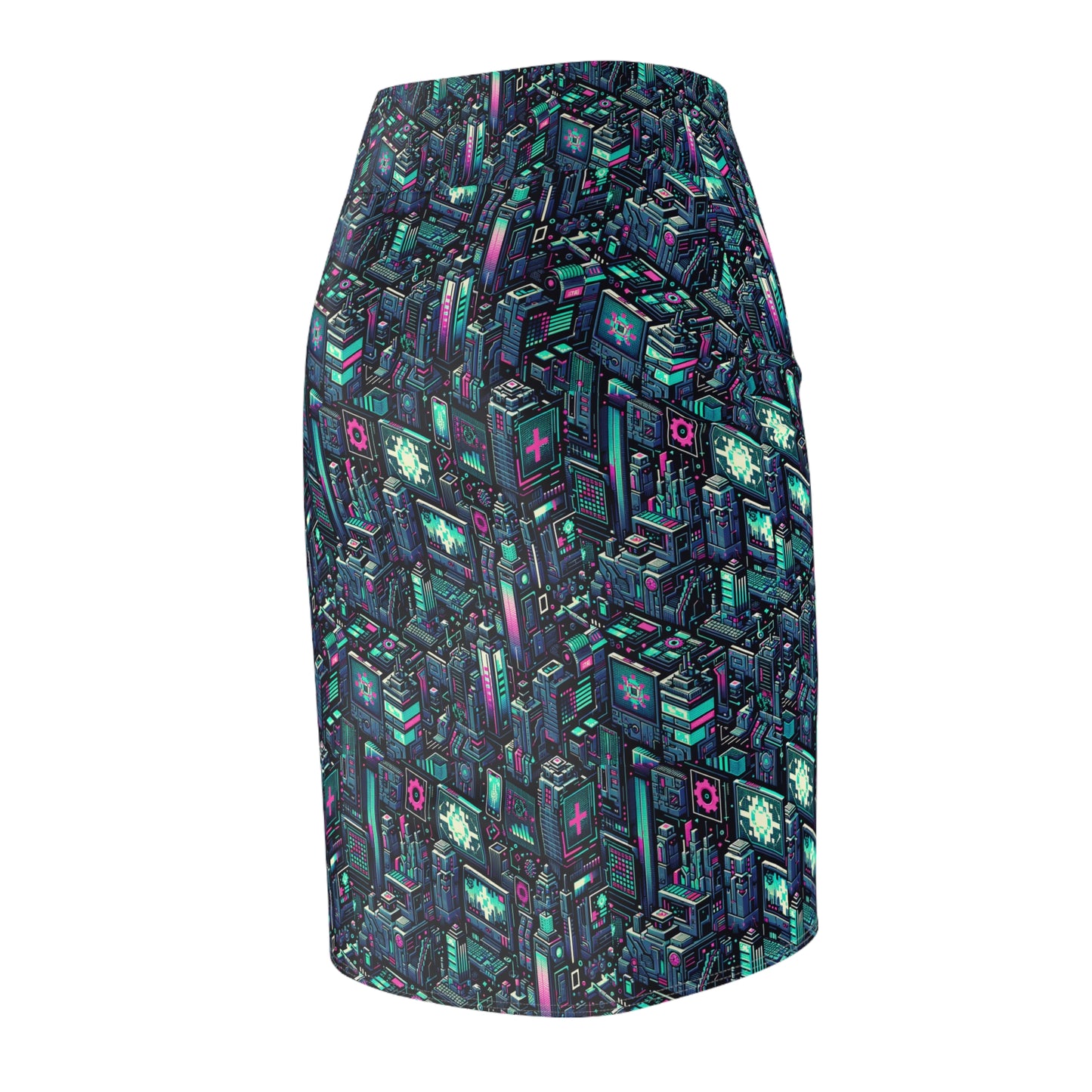 Digital Rebellion Tech-Inspired Streetwear Women's Pencil Skirt - 8404 Design-58