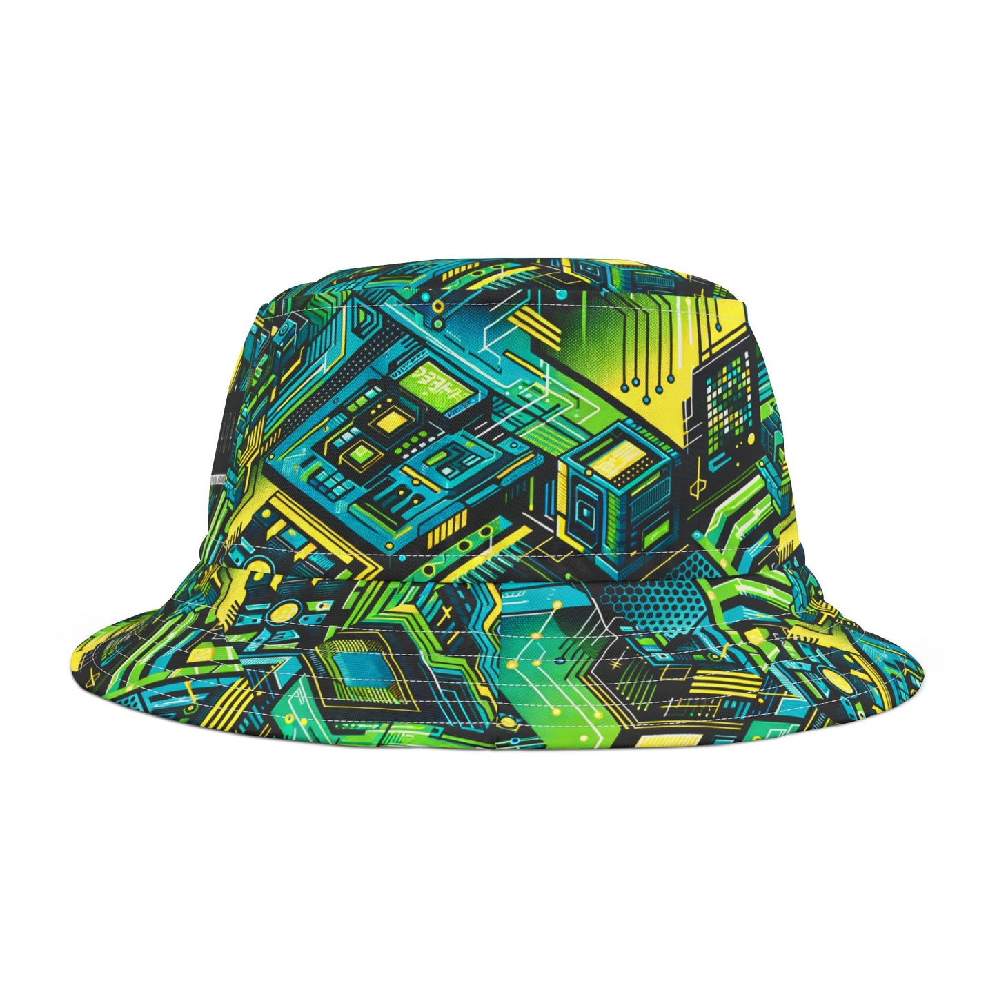 Tech-Infused Neon Tech-Forward Streetwear Bucket Hat - 8404 Design-38