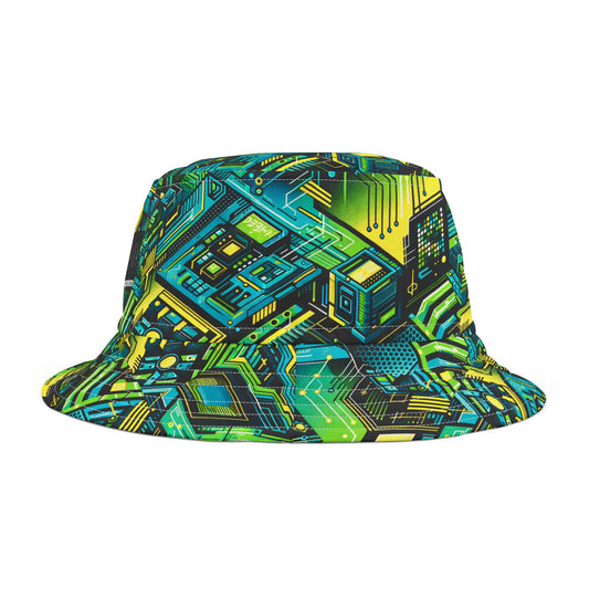 Tech-Infused Neon Tech-Forward Streetwear Bucket Hat - 8404 Design-38