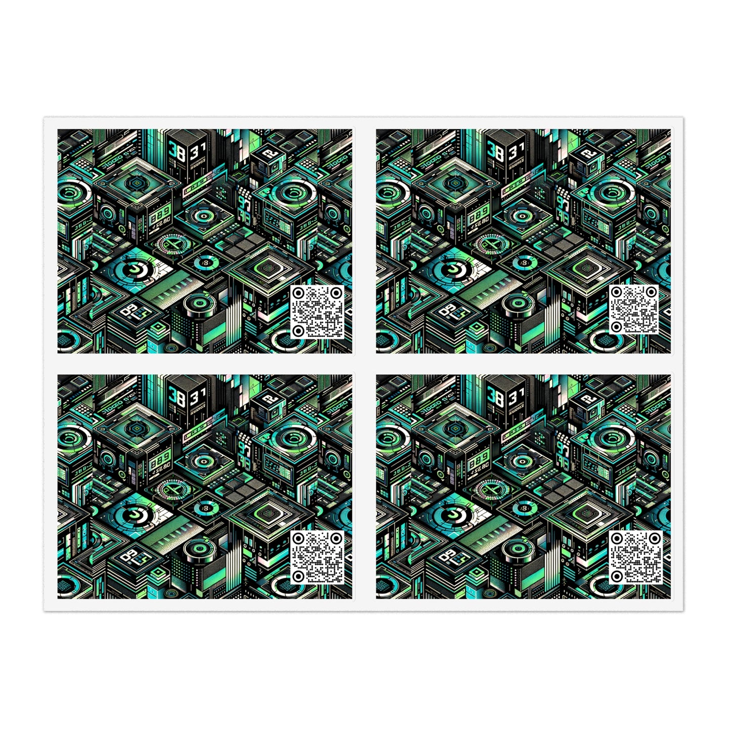 Tech-Inspired Graphic Tees Tech-Forward Streetwear Sticker Sheets - 8404 Design-56