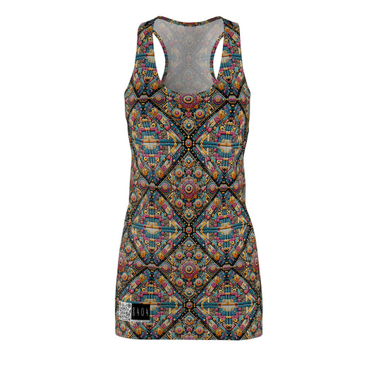 Cultural Fusion Tech Blend of Cultural Heritage With Tech-Inspired Elements Women's Cut & Sew Racerback Dress - 8404 Design-58
