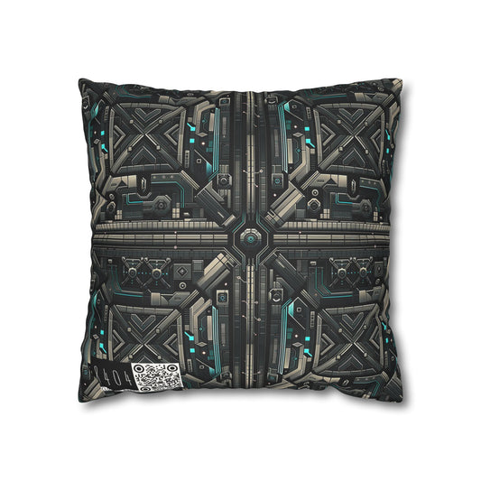 Tech Noir Futuristic Tech Aesthetic with a Dark Twist Faux Suede Square Pillowcase - 8404 Design-59