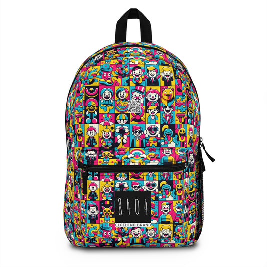Neon Pop Playful Pop Culture Mashup Backpack - 8404 Design-60