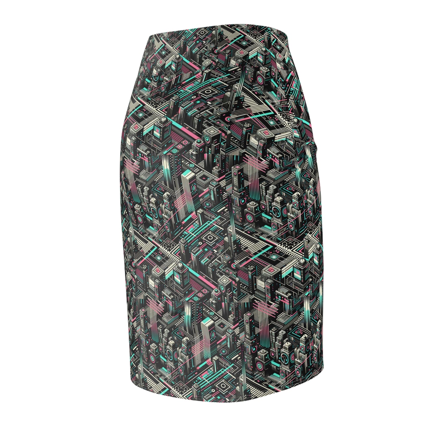 Digital Dreamland Tech-Inspired Streetwear Women's Pencil Skirt - 8404 Design-51