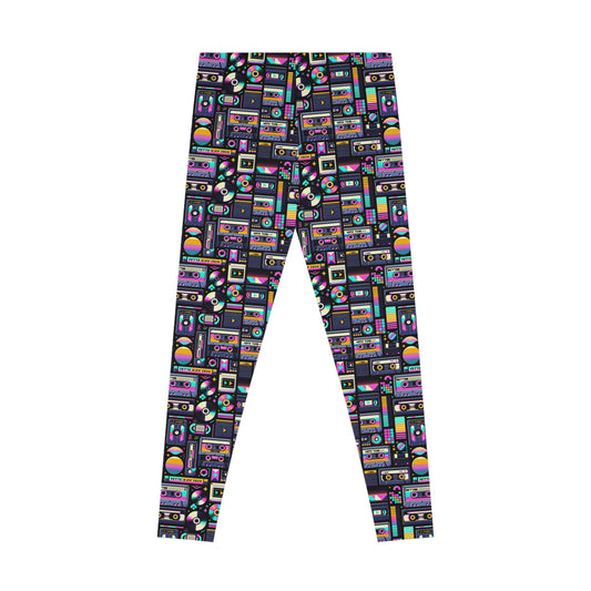 Digital Nostalgia Tech-Inspired Retro Fusion Stretch Leggings - 8404 Design-48