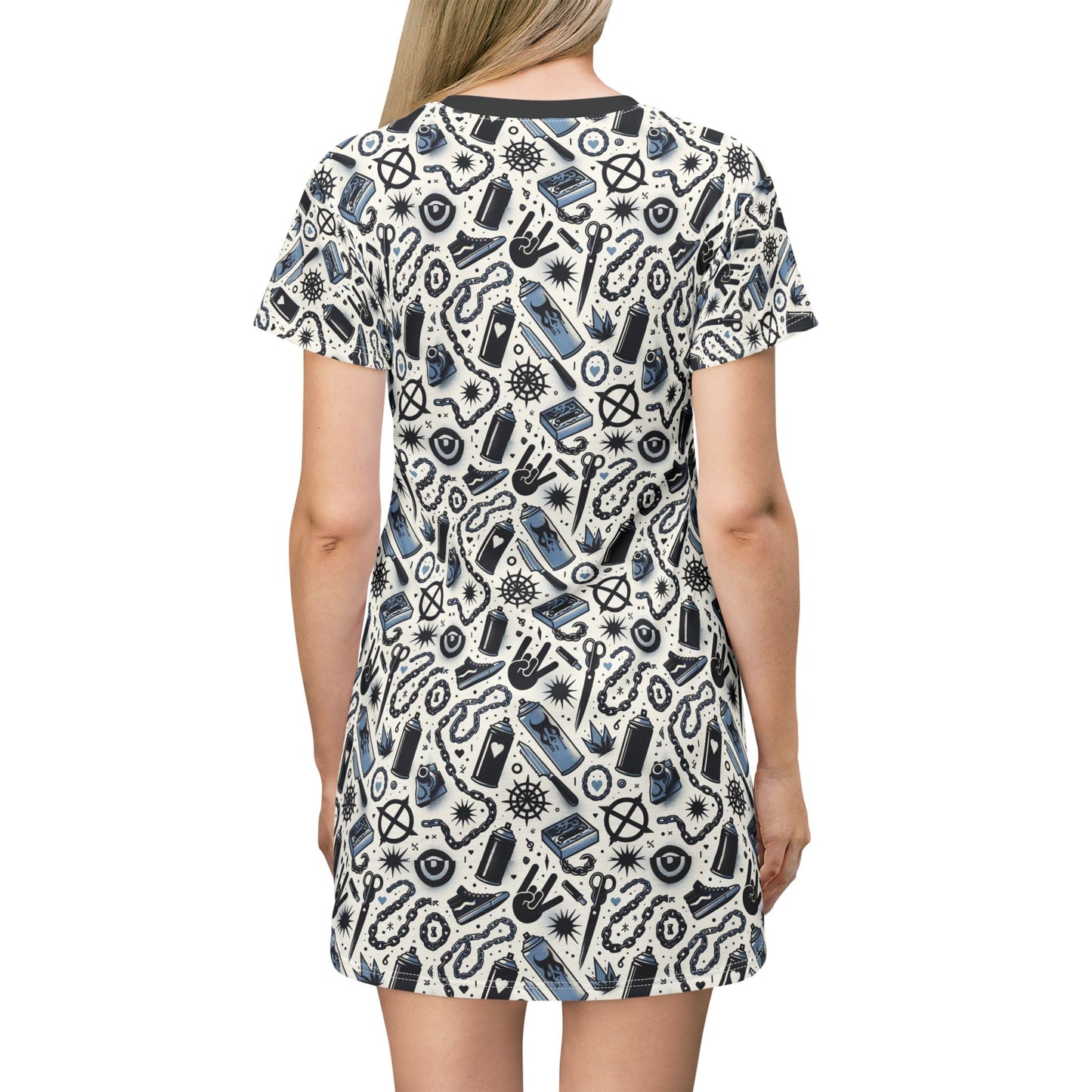 Cultural Rebellion Graphics Edgy and Rebellious With a Hint of Nostalgia T-Shirt Dress - 8404 Design-57