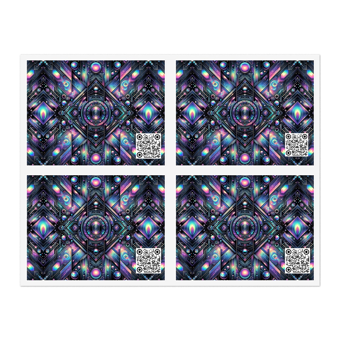 Galactic Hues Tech-Forward Cosmic Fusion Sticker Sheets - 8404 Design-58