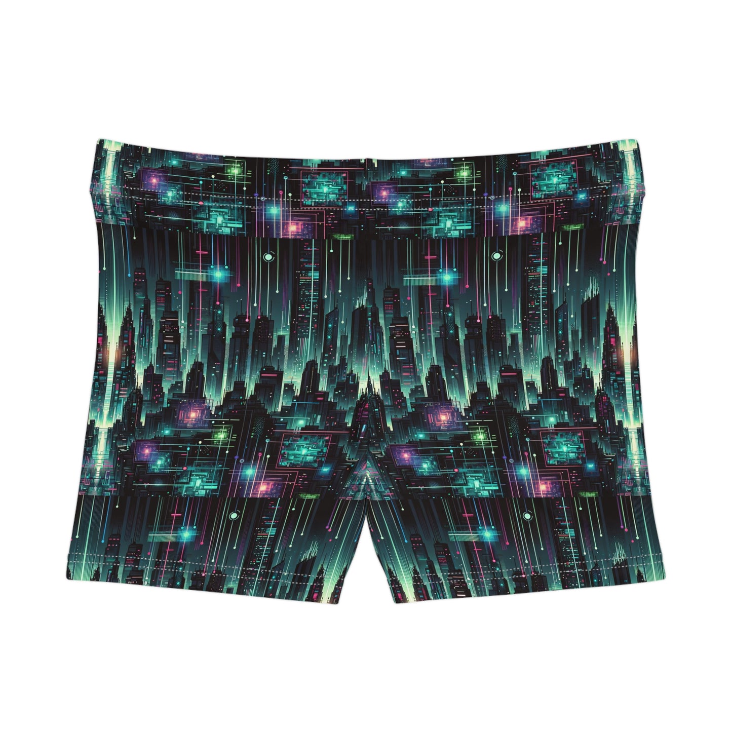 Tech Noir Graphics Cyberpunk Tech Aesthetic Women's Shorts - 8404 Design-69