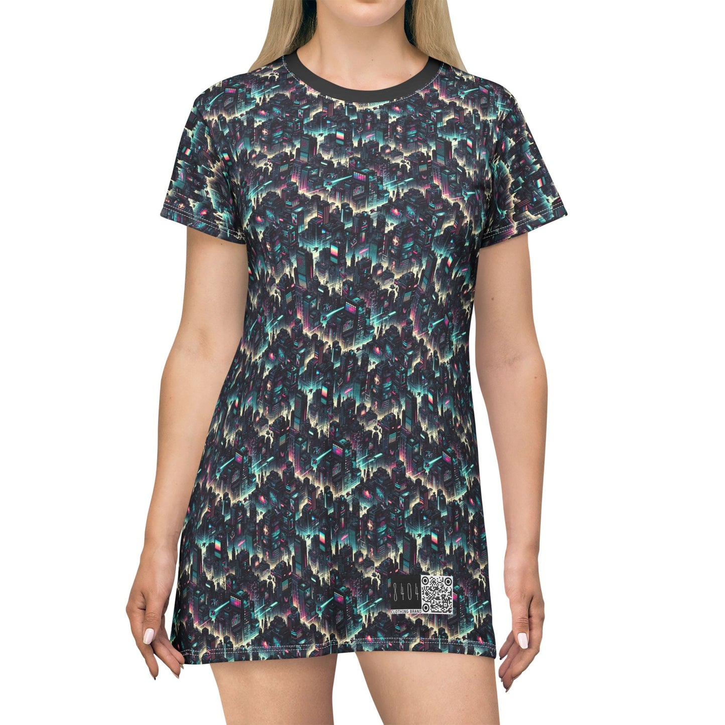 Digital Rebellion Tech-Inspired Streetwear T-Shirt Dress - 8404 Design-51