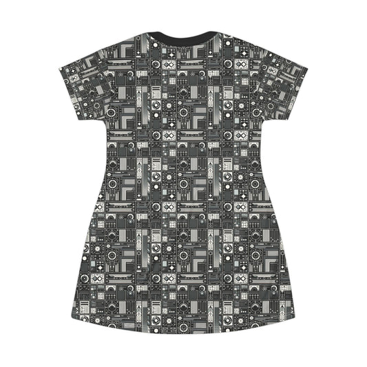Digital Minimalism Minimalist Tech T-Shirt Dress - 8404 Design-62
