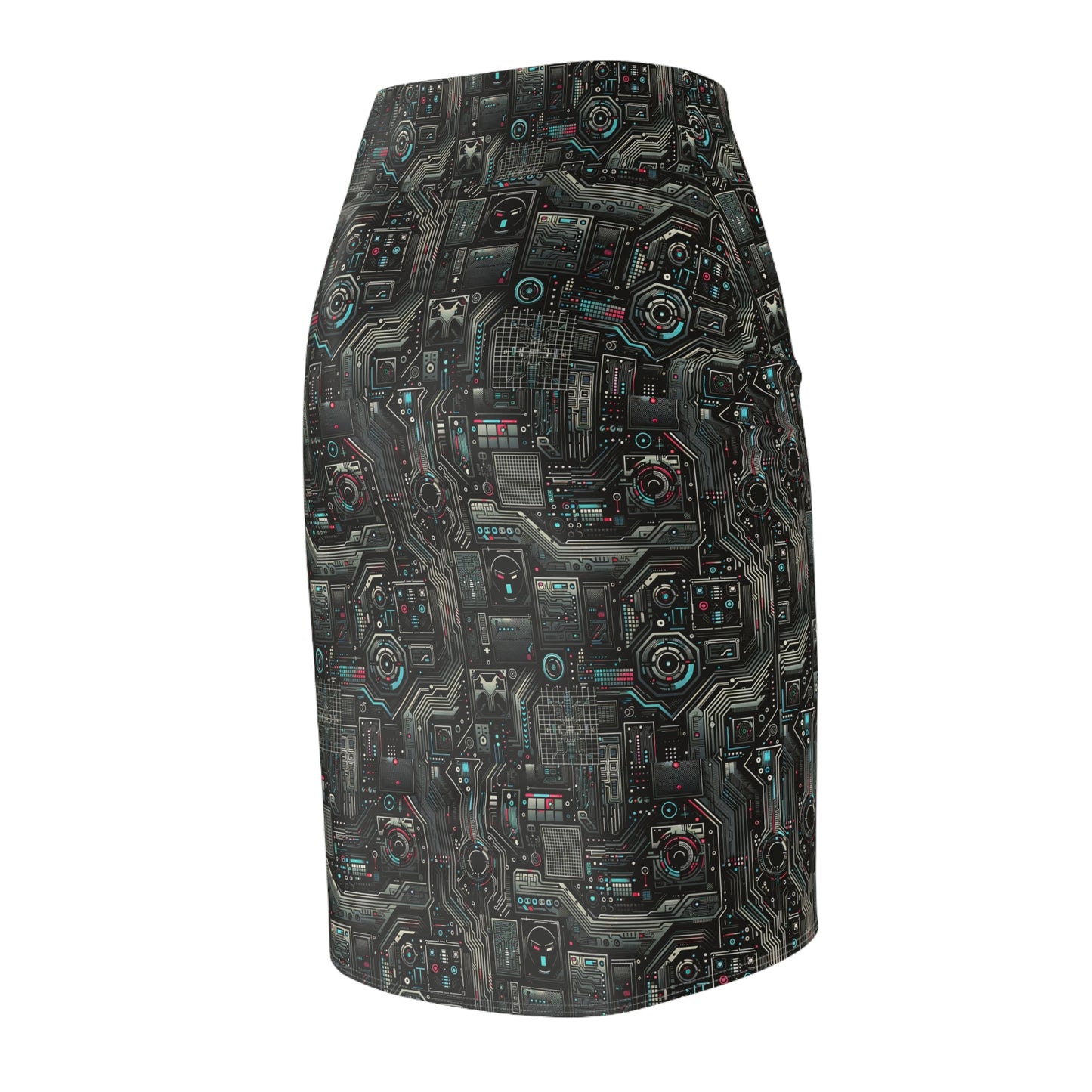 Tech Noir Aesthetics Sleek Tech Streetwear Women's Pencil Skirt - 8404 Design-52