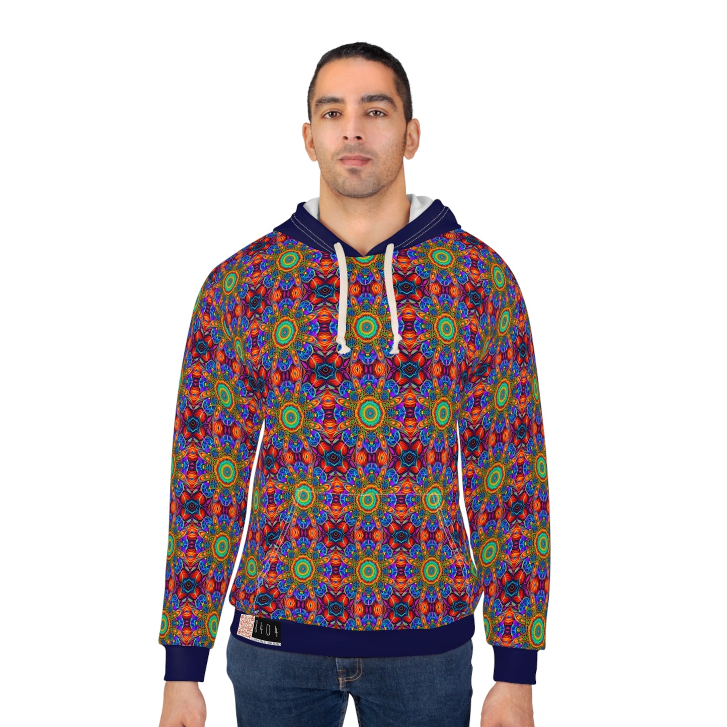 8404's Unisex Adult "flowers of Acid in Dark Blue" Fashion Pullover Hoodie