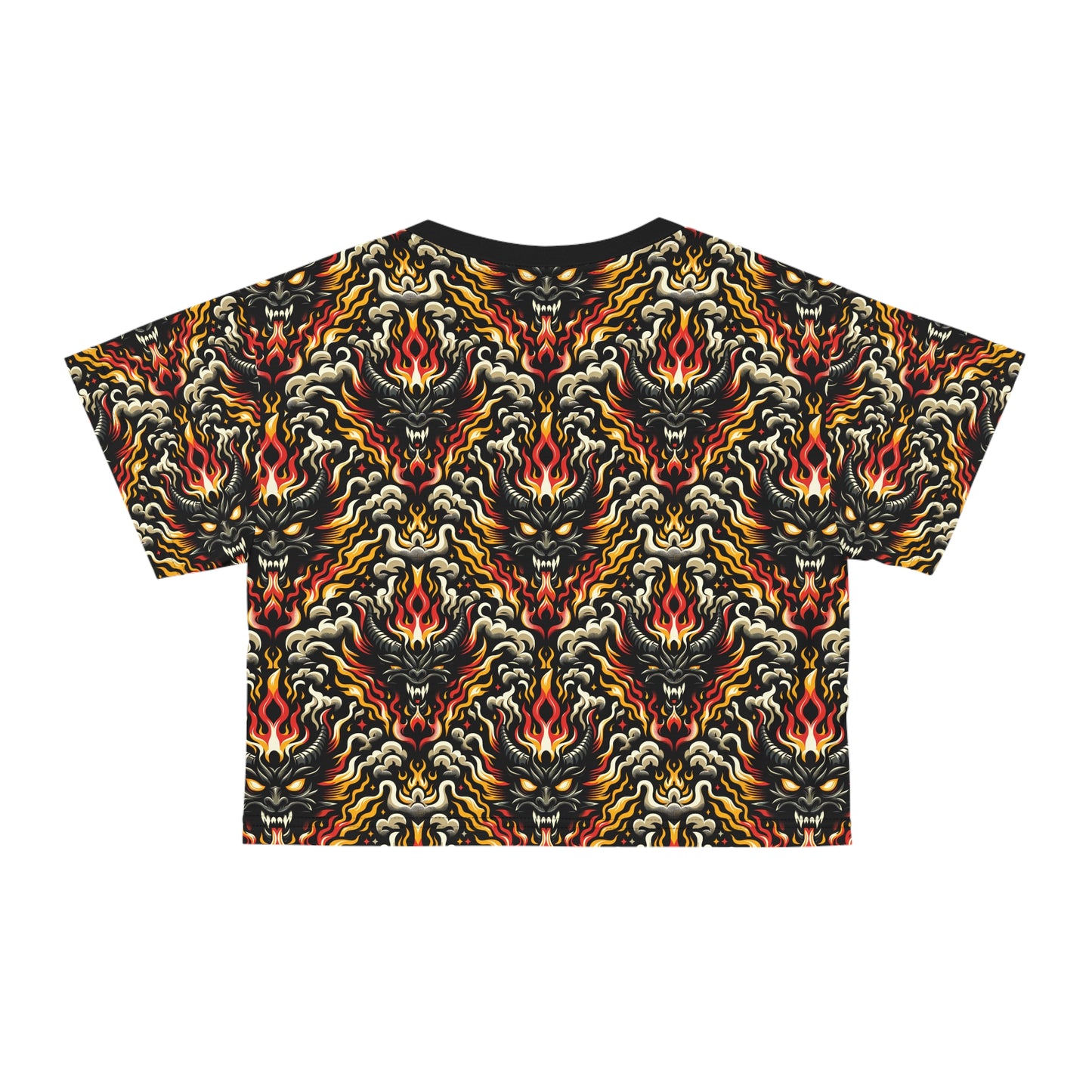 Flame Graphics Maximalist Streetwear Crop Tee - 8404 Design-59