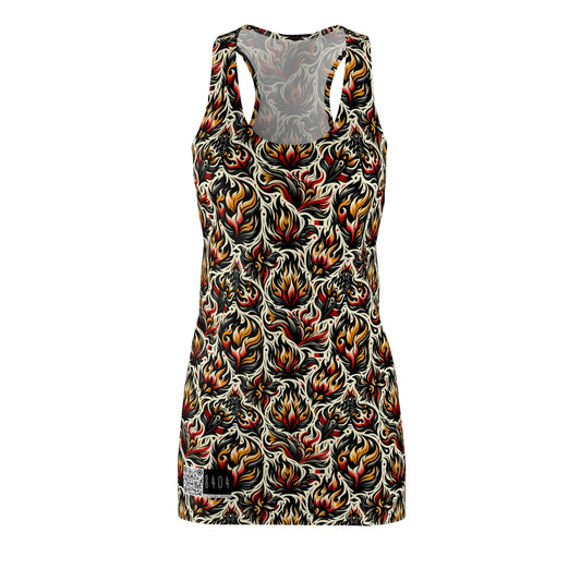 Fire & Flames Bold Streetwear Statement Women's Cut & Sew Racerback Dress - 8404 Design-57
