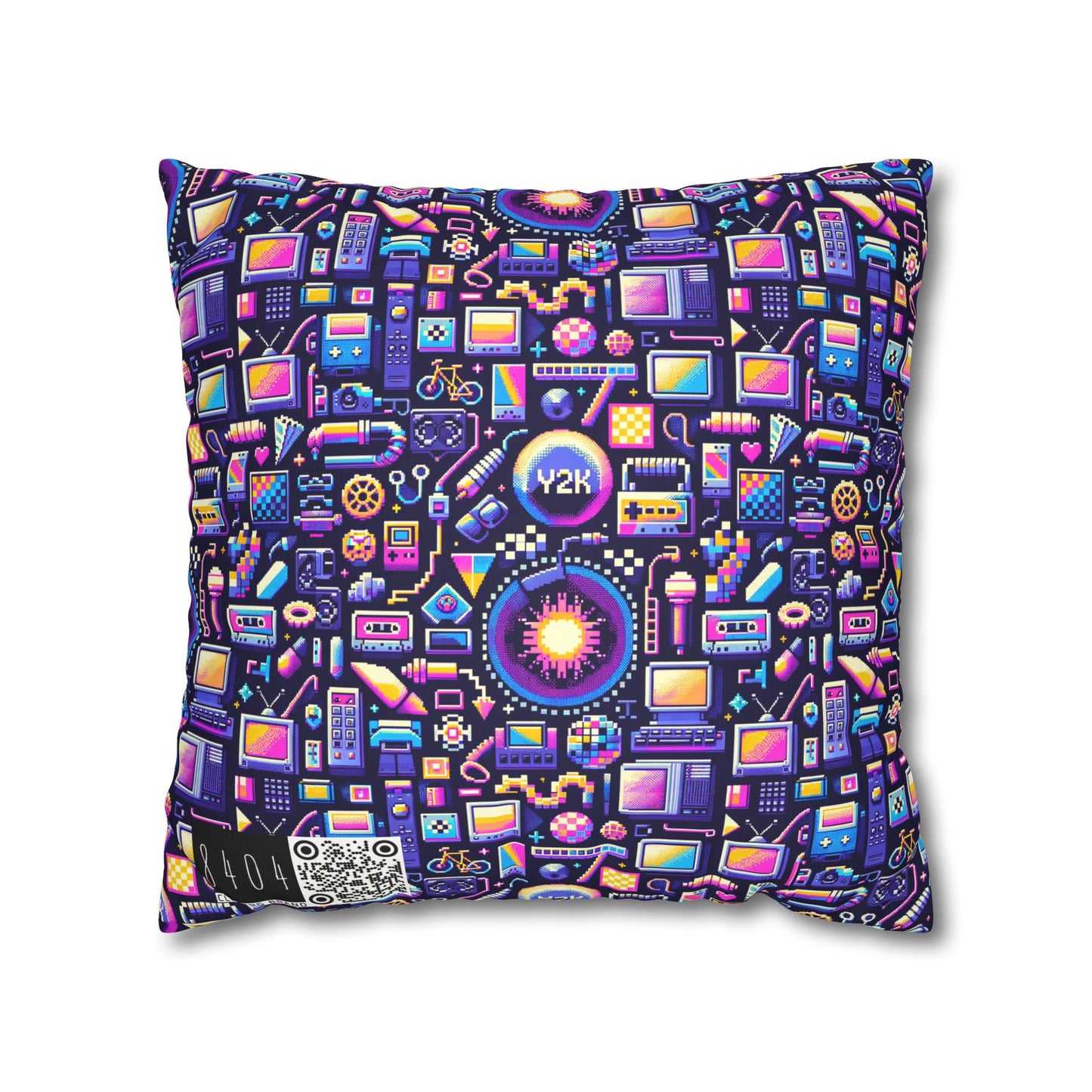 Digital Nostalgia Modern Retro Fusion Faux Suede Square Pillowcase - 8404 Design-64