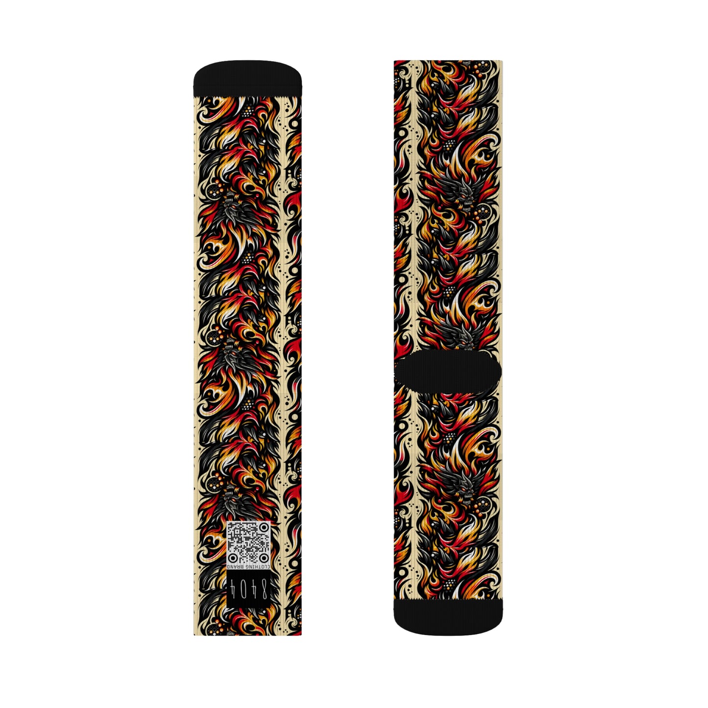 Flame Graphics Maximalist Streetwear Sublimation Socks - 8404 Design-65