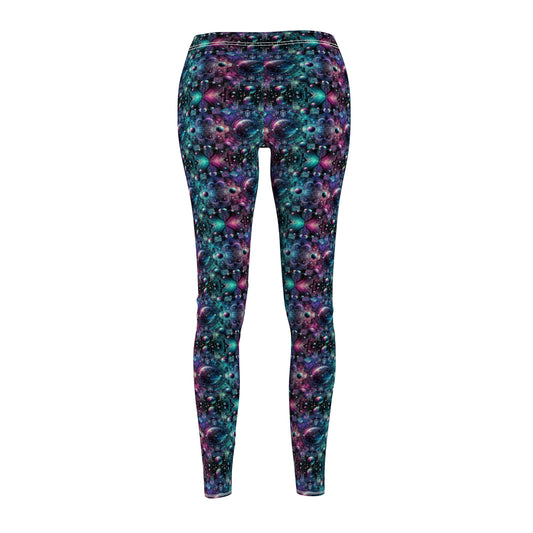 Galactic Hues Tech-Forward Cosmic Fusion Women's Cut & Sew Casual Leggings - 8404 Design-59