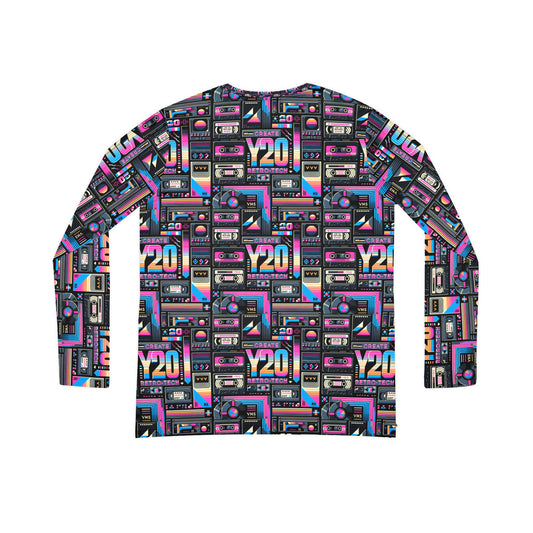 Digital Nostalgia Tech-Inspired Retro Fusion Women's Long Sleeve V-Neck Shirt - 8404 Design-65