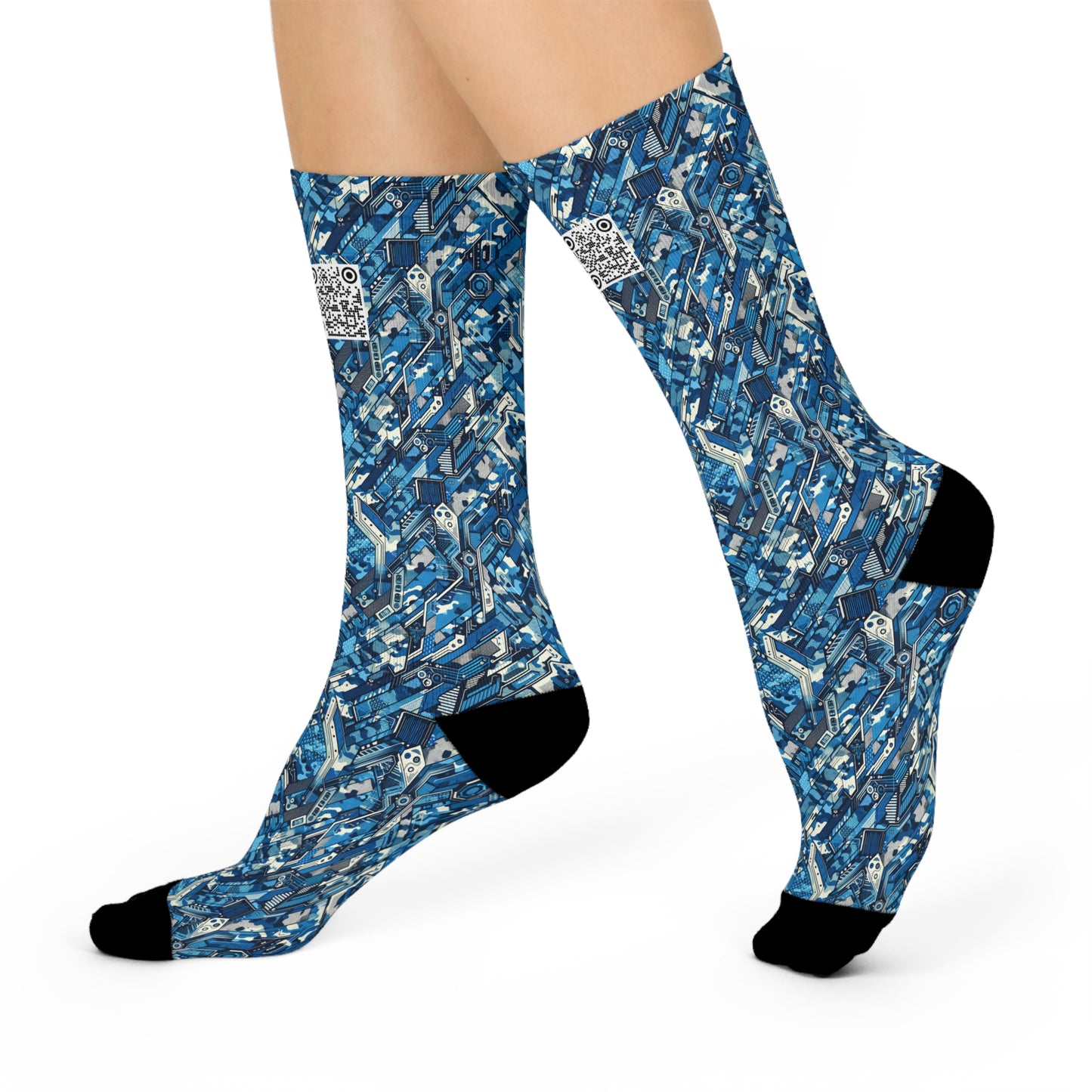 Tech Urban Camo Tech-Forward Streetwear With a Futuristic Military Edge Cushioned Crew Socks - 8404 Design-39