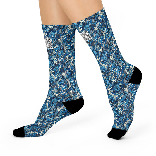 Tech Urban Camo Tech-Forward Streetwear With a Futuristic Military Edge Cushioned Crew Socks - 8404 Design-39