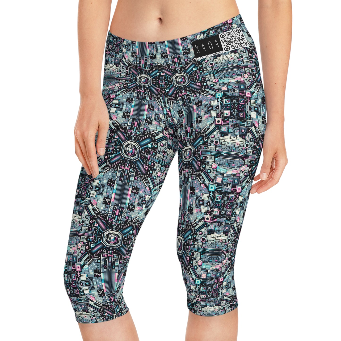 Digital Renaissance Tech-Forward Maximalism Women's Capri Leggings - 8404 Design-44