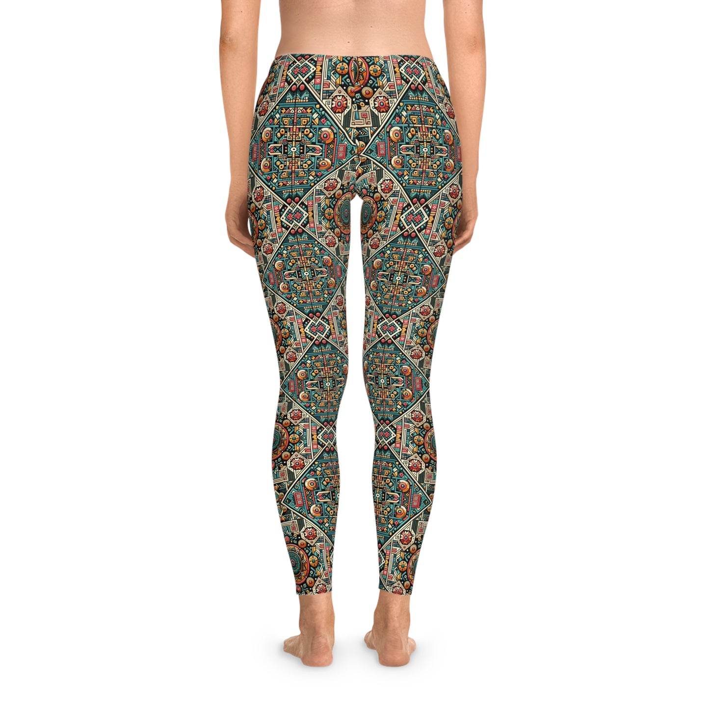 Cultural Fusion Tech Blend of Cultural Heritage With Tech-Inspired Elements Stretch Leggings - 8404 Design-74