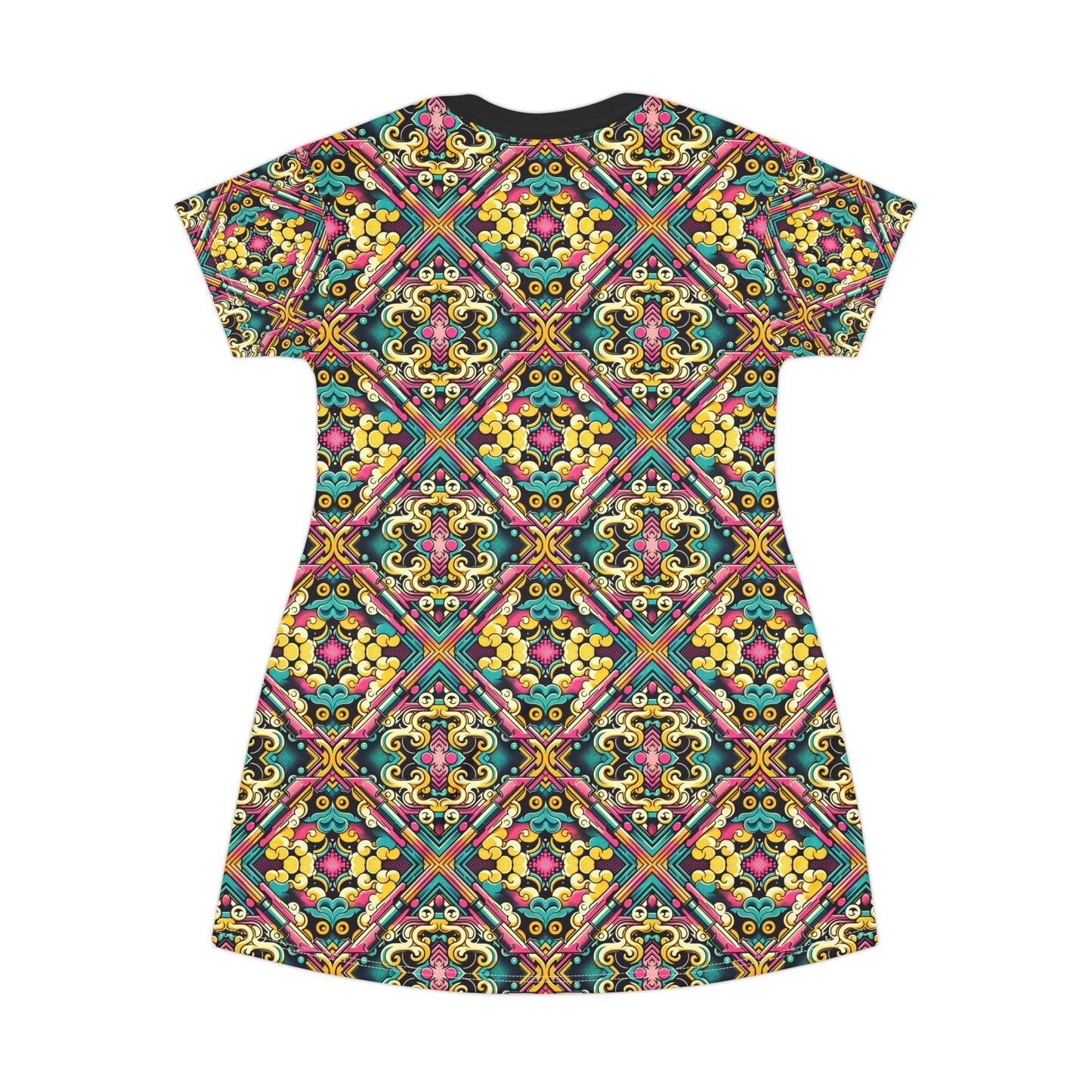 Neon Pop Art Revival Pop Culture Retro T-Shirt Dress - 8404 Design-59