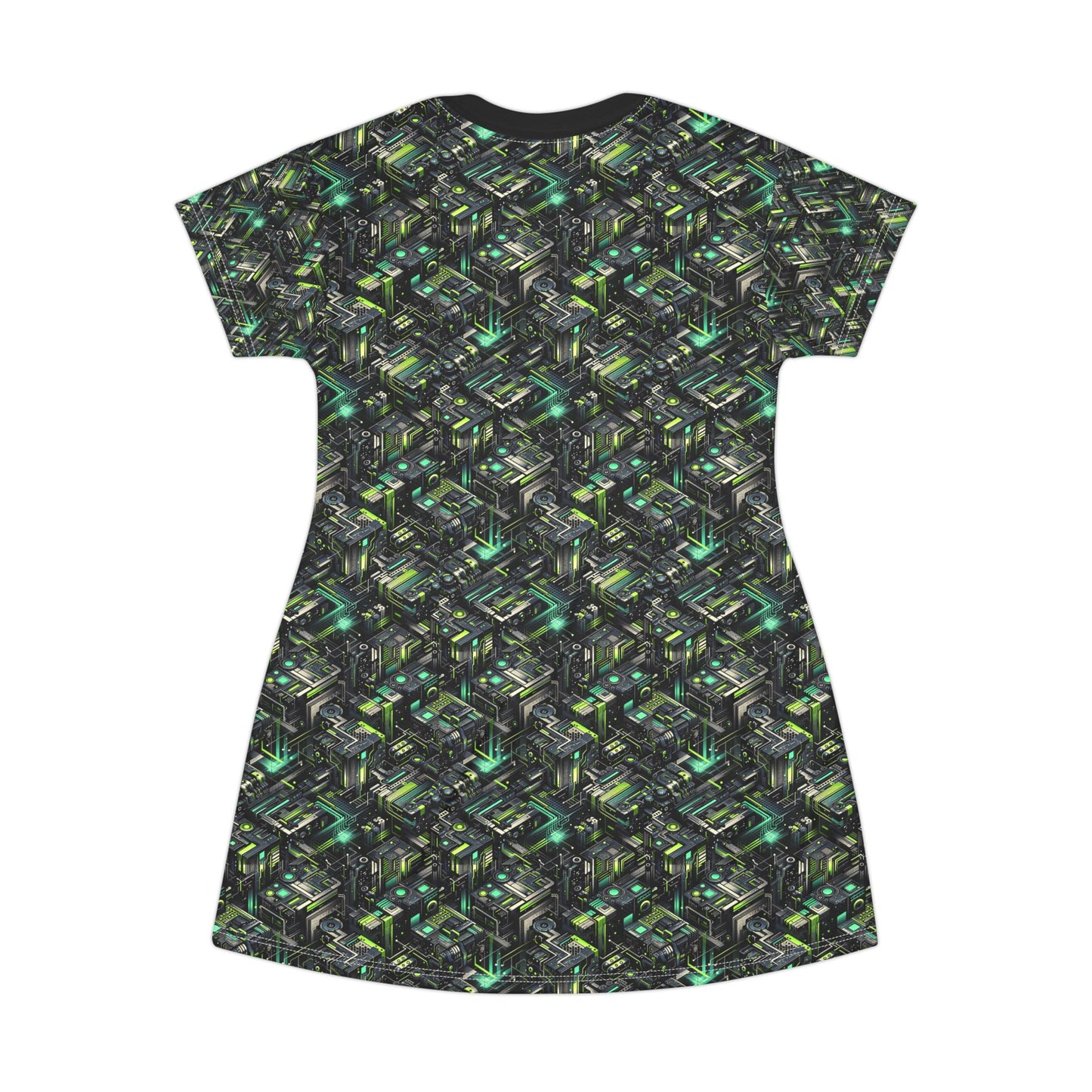 Tech-Infused Graphics Tech-Forward Streetwear T-Shirt Dress - 8404 Design-47