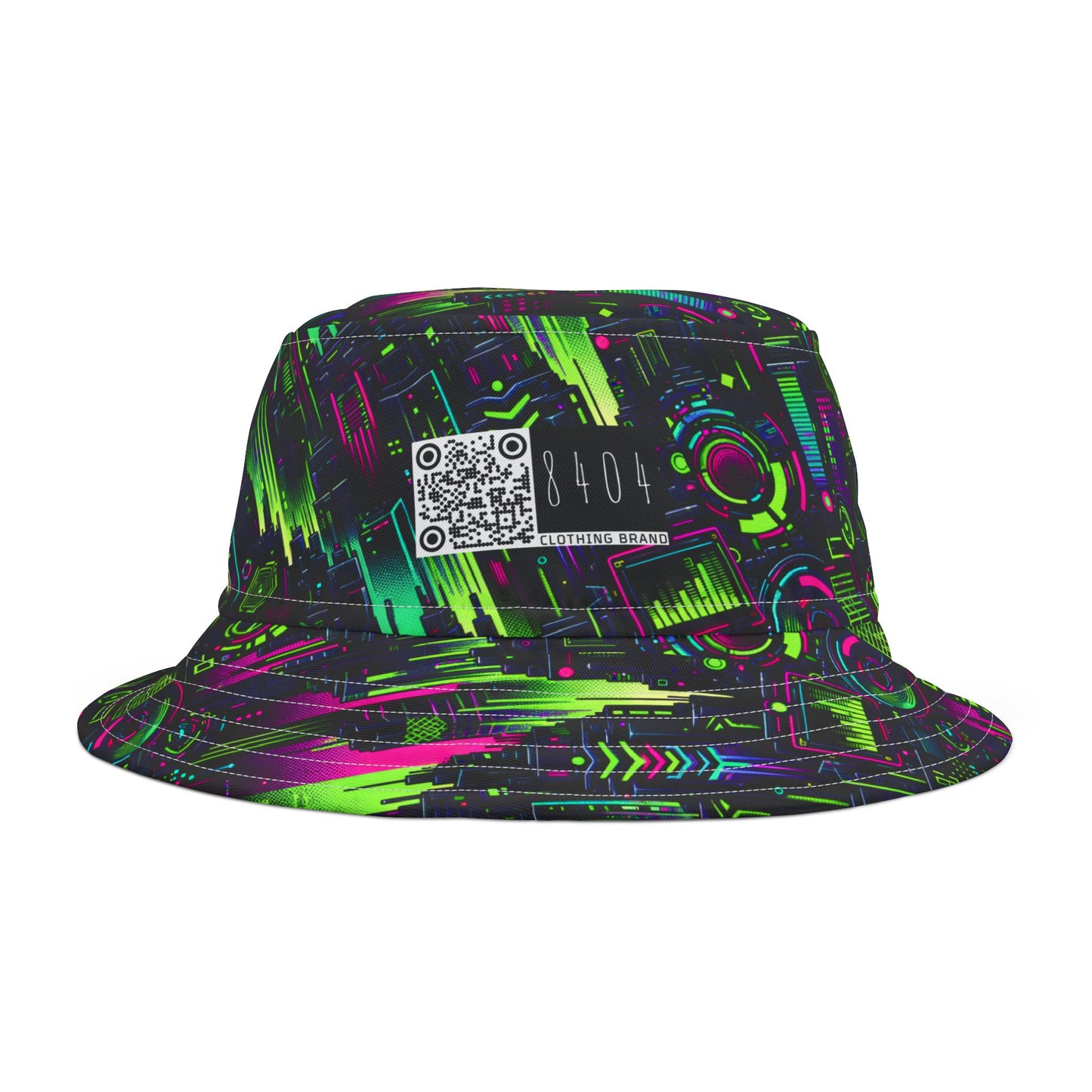 Tech Noir Graphics Futuristic Tech Aesthetics Bucket Hat - 8404 Design-45