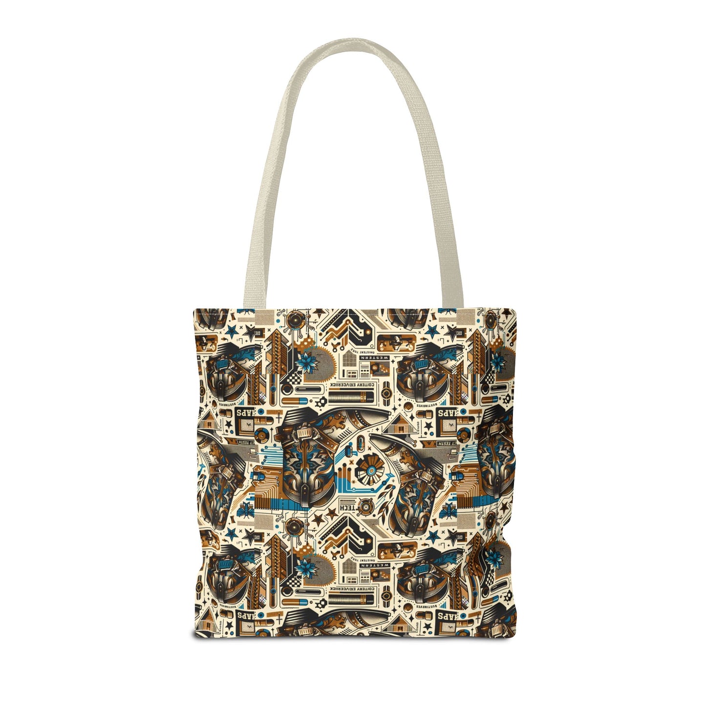 Digital Cowboy Chic Tech-Infused Western Fusion Tote Bag - 8404 Design-45