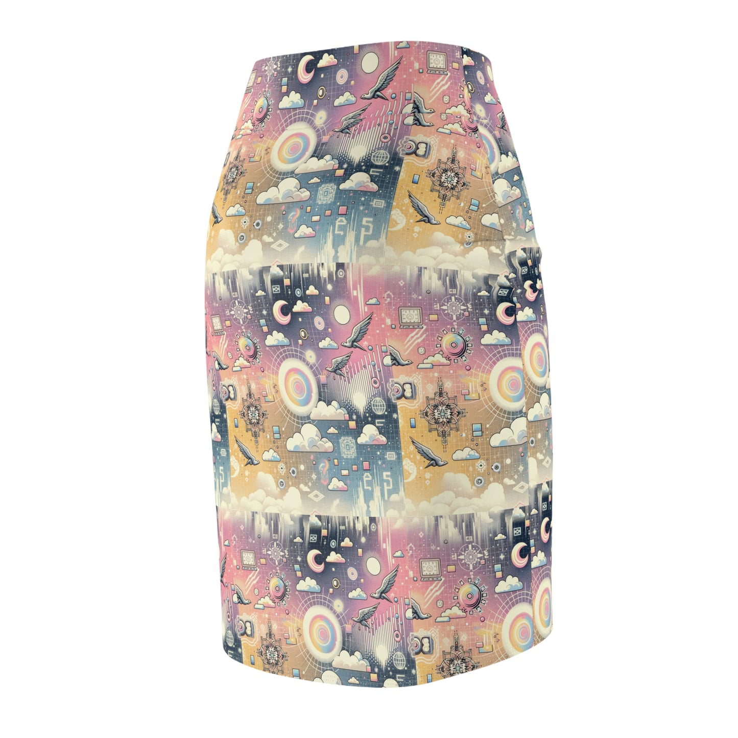 Digital Dreamland Whimsical and Nostalgic Streetwear With a Digital Twist Women's Pencil Skirt - 8404 Design-69