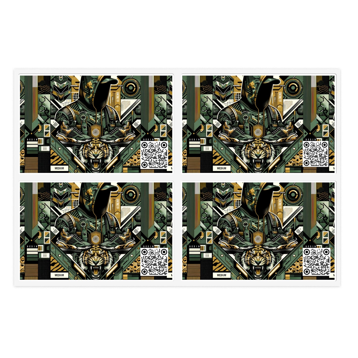 Neo-Camo Fusion Tech-Forward Streetwear Sticker Sheets - 8404 Design-64