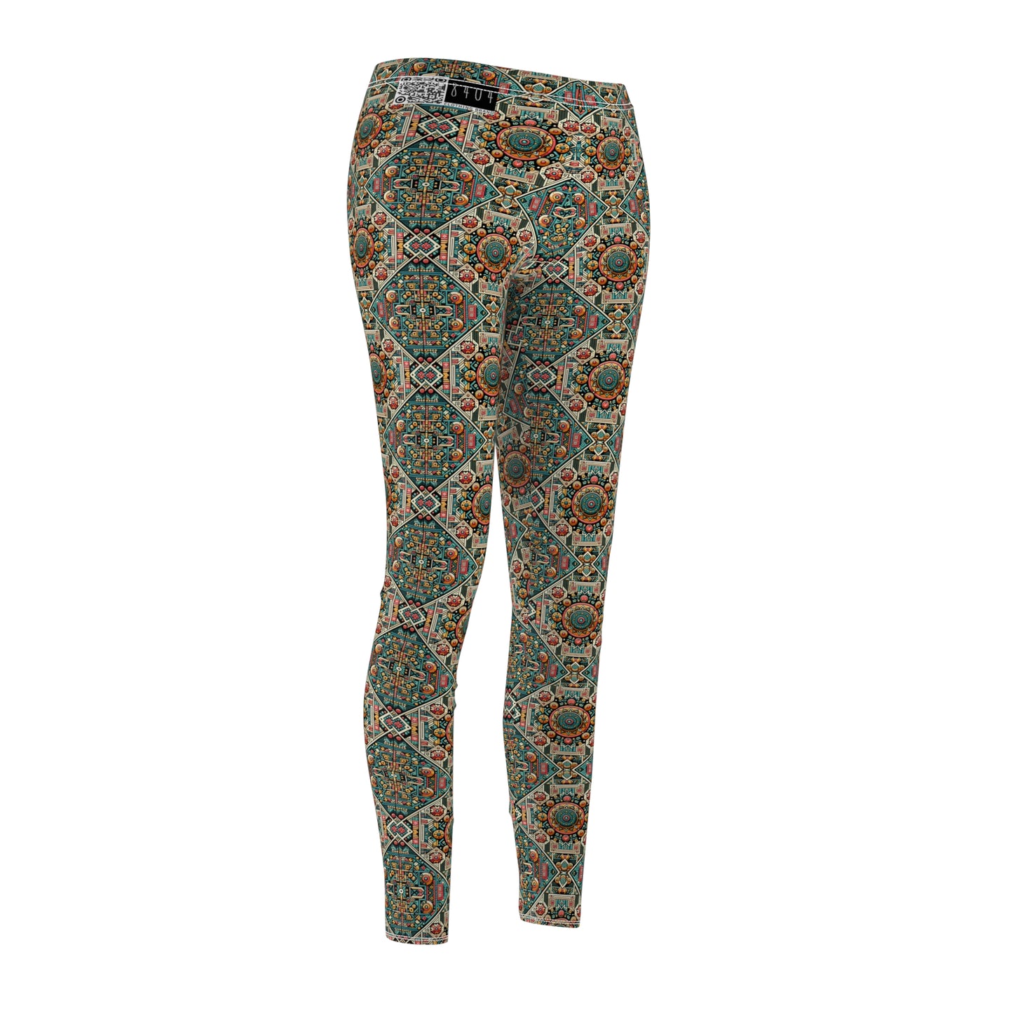 Cultural Fusion Tech Blend of Cultural Heritage With Tech-Inspired Elements Women's Cut & Sew Casual Leggings - 8404 Design-74