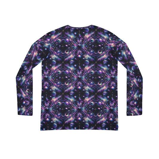 Galactic Hues Tech-Forward Cosmic Fusion Women's Long Sleeve V-Neck Shirt - 8404 Design-41