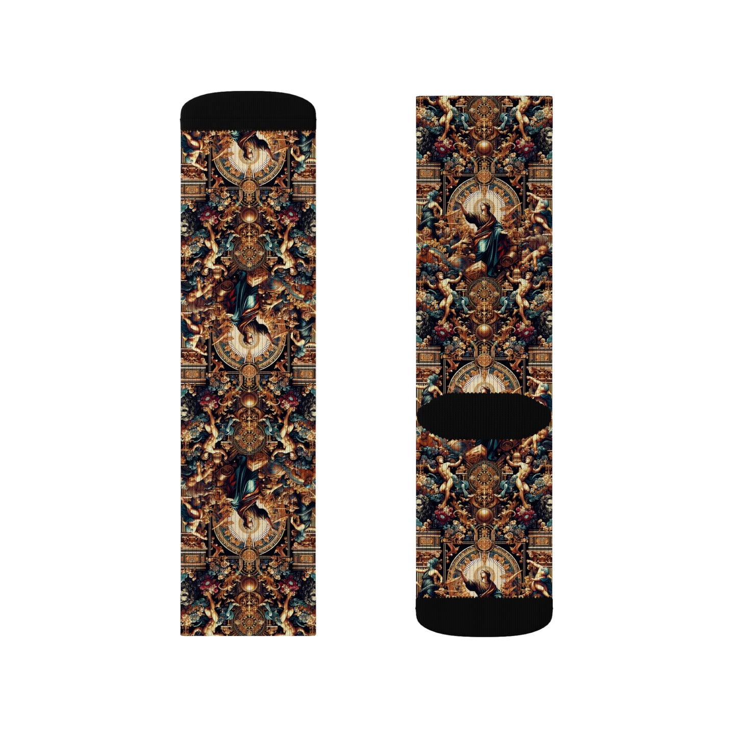 Digital Renaissance Luxurious Streetwear Inspired By Classical Art With a Modern Twist Sublimation Socks - 8404 Design-64