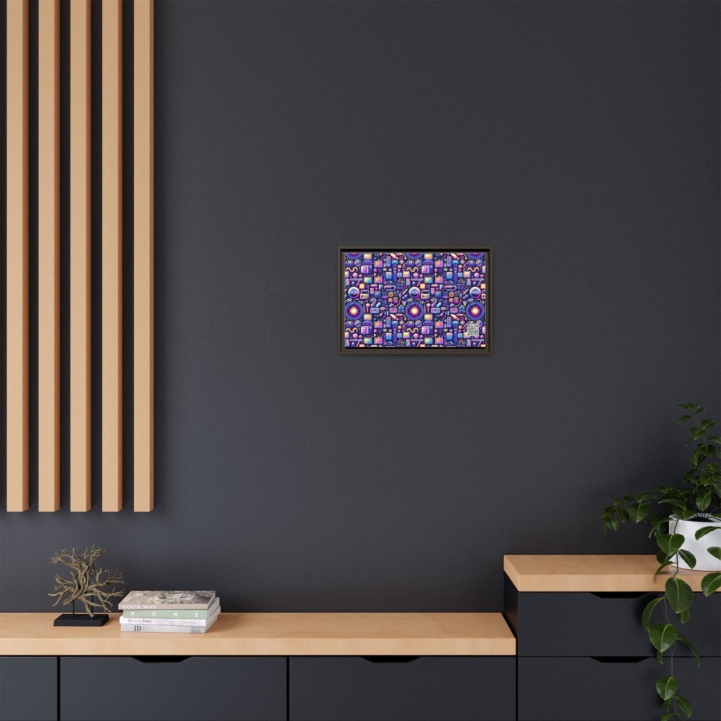 Digital Nostalgia Modern Retro Fusion Matte Canvas, Framed (multi-Color) - 8404 Design-64 B