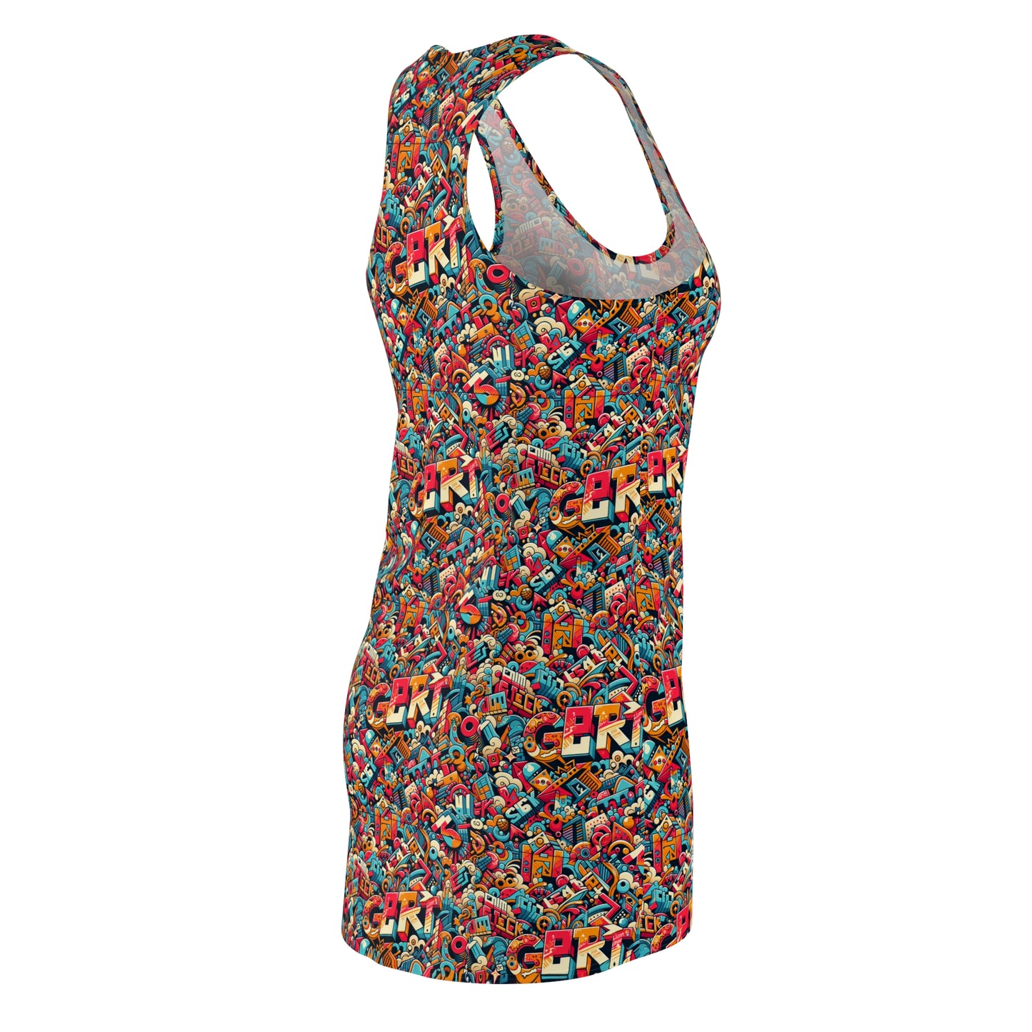 Neo-Traditional Street Art Modern Street Art Fusion Women's Cut & Sew Racerback Dress - 8404 Design-58