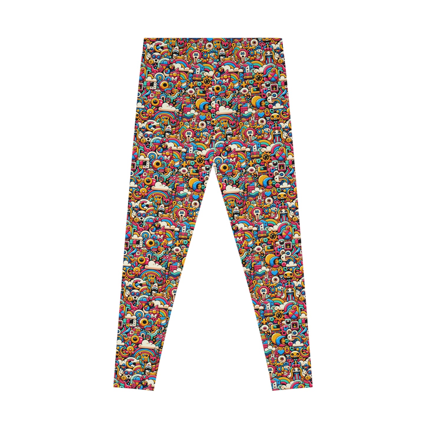 Neon Pop Playful Pop Culture Mashup Stretch Leggings - 8404 Design-62