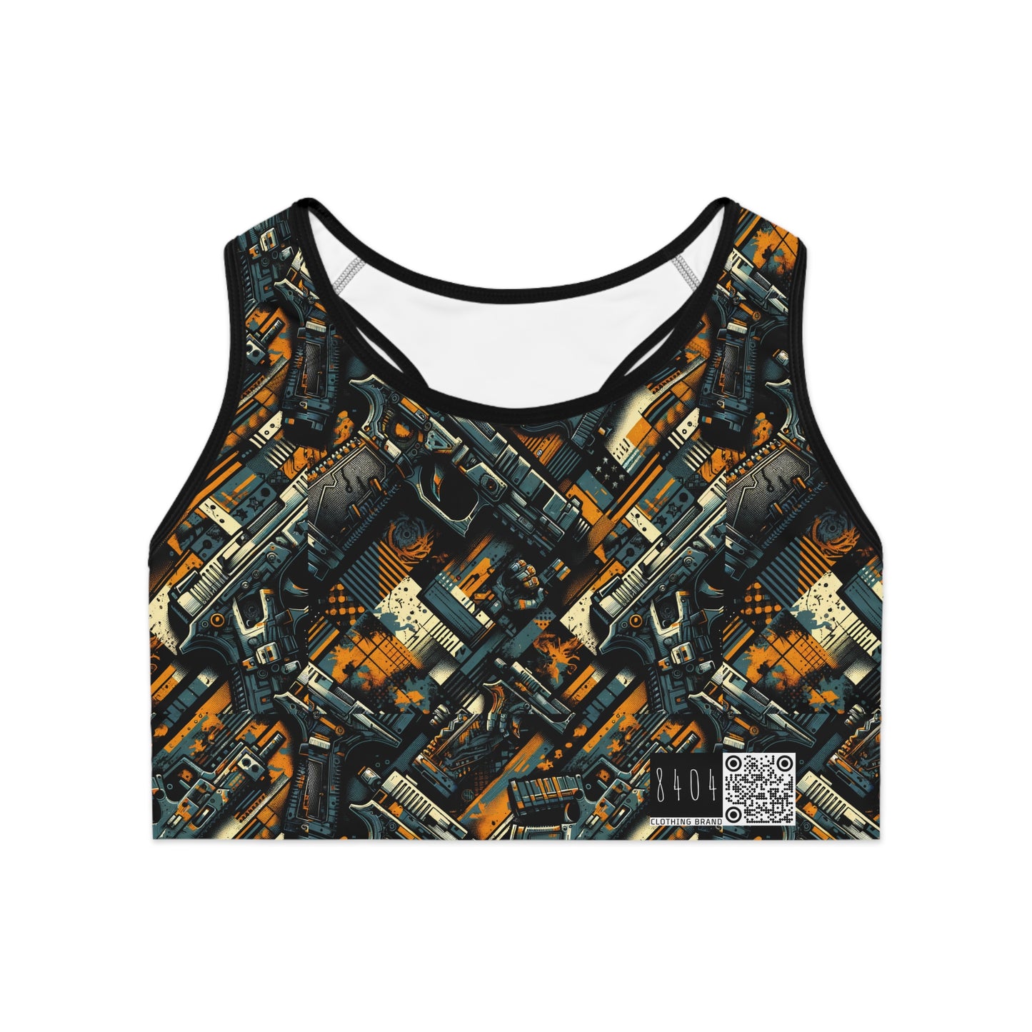 Digital Punk Futuristic Grunge Sports Bra - 8404 Design-47