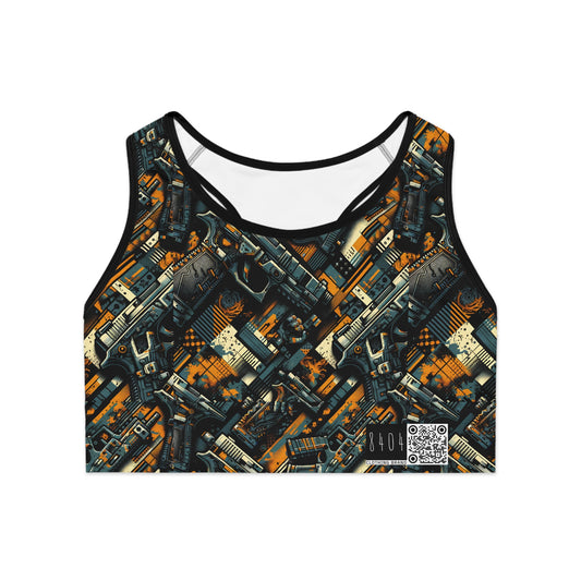 Digital Punk Futuristic Grunge Sports Bra - 8404 Design-47