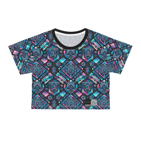 Digital Dreamland Futuristic Tech Aesthetic Crop Tee - 8404 Design-46