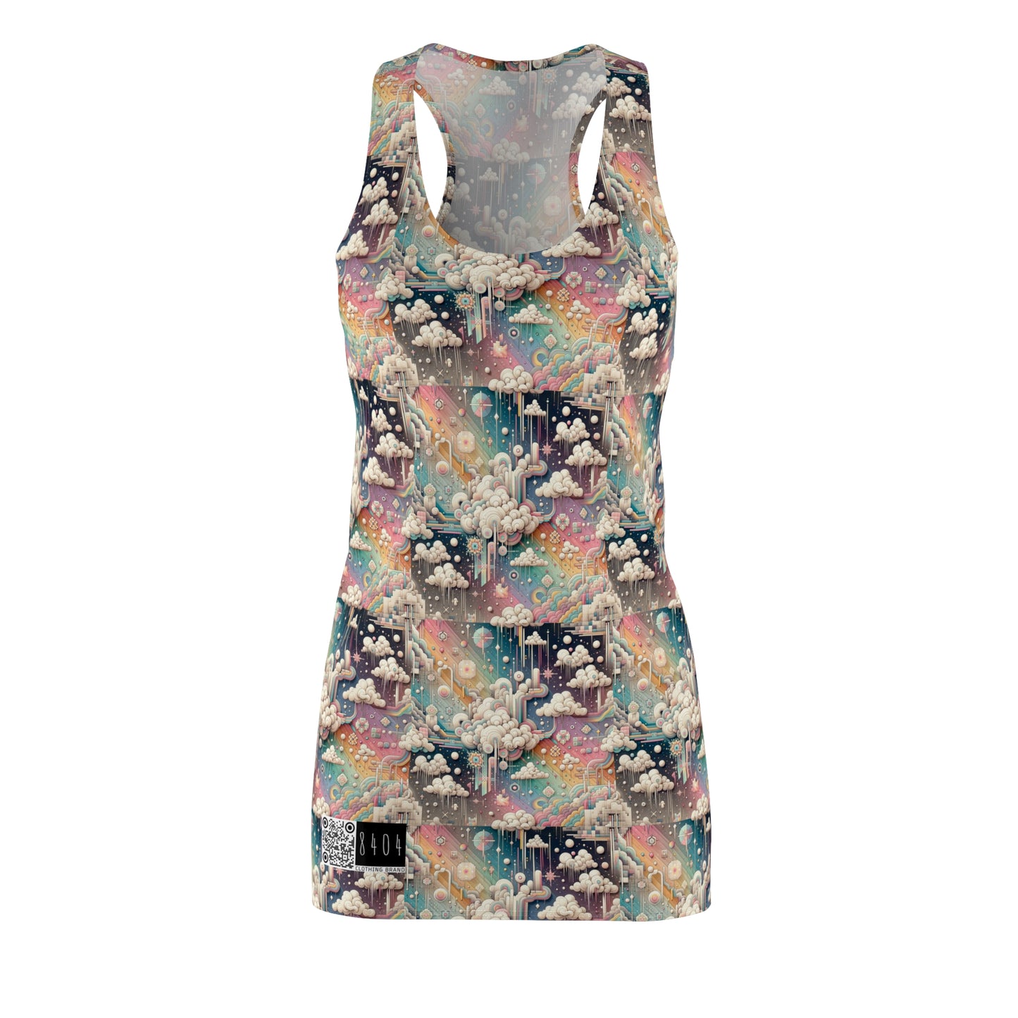 Digital Dreamland Whimsical and Nostalgic Streetwear With a Digital Twist Women's Cut & Sew Racerback Dress - 8404 Design-52